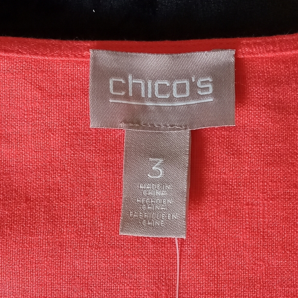 Chico's Open Front 100% Linen Cardigan Jacket - Red/Orange Blazer Size 3/XL - Picture 9 of 11